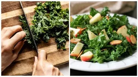 Prepare the Kale Base with Chop and Add Fresh Components